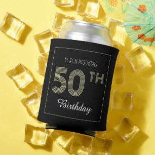 Porta-lata Impressão de faixa retrógrada de 50 anos, preto e