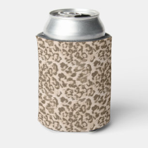 Porta-lata Impressão de leopardo bege.