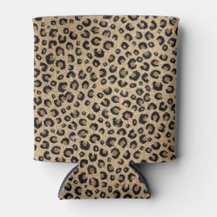 Porta-lata Impressão de Leopardo Negro brilhante Dourado Eleg