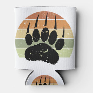 Porta-lata Impressão de Pata de Urso Preto Angustiado Retro P