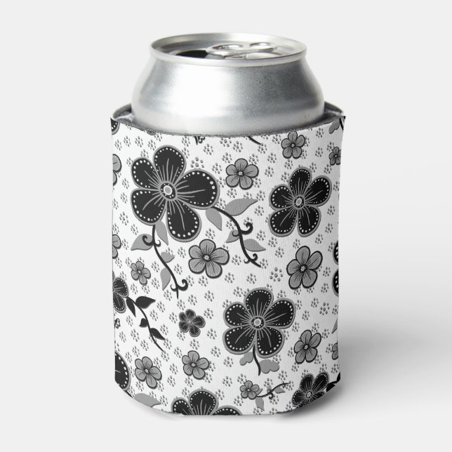 Porta-lata Impressão Floral Preto e Branco (Can Front)