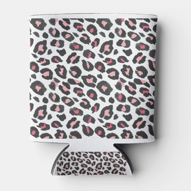 Porta-lata Impressão leopardo, impressão de guepardas, rosa,  (Frente)