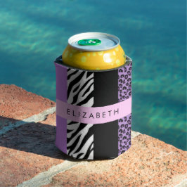 Porta-lata Impressão Leopardo, Impressão Zebra, Roxo, Seu Nom