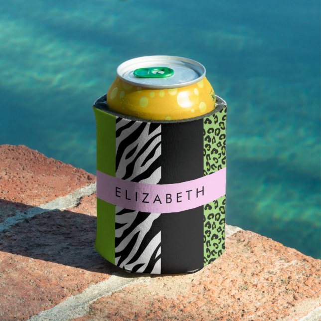 Porta-lata Impressão Leopardo, Impressão Zebra, Verde, Seu No (Piscina in situ)