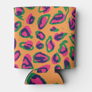 Porta-lata Impressão Leopardo, Padrão Animal Colorido.
