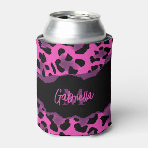 Porta-lata Impressão Leopardo Rosa e Púrpura
