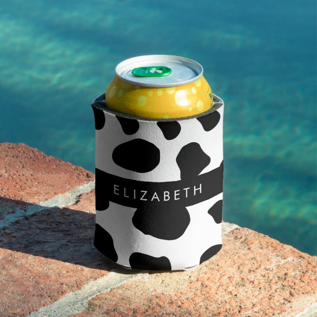Porta-lata Impressão, Pontos De Vaca, Preto E Branco, Seu Nom (Piscina in situ)