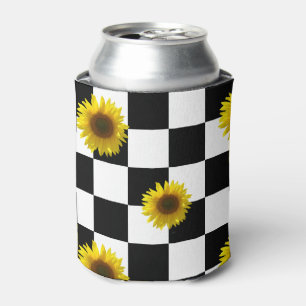 Porta-lata Impressão preto e branco Checkered & do girassol