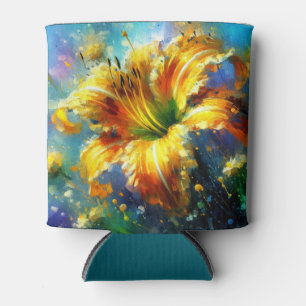 Porta-lata Impressionista Floral Daylily Amarelo