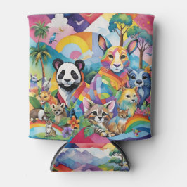 Porta-lata Incline animais de retalhamento em cores do arco-í