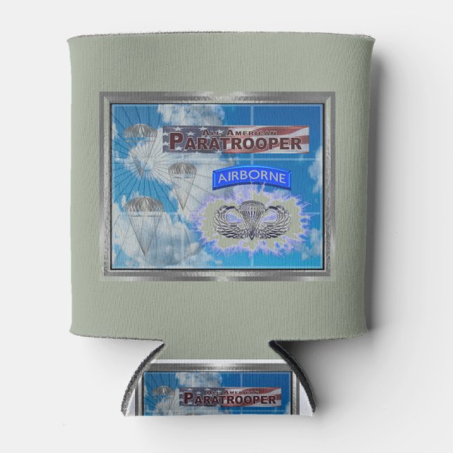 Porta-lata Incrível Paraquedista Americana e Bandeira (Frente)