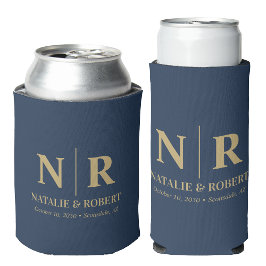 Porta-lata Iniciais de noivo monograma de casamento elegante