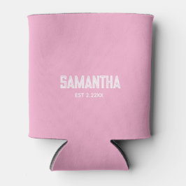Porta-lata Inicial moderna de monograma branco rosa para cool