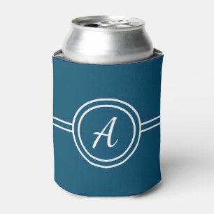 Porta-lata Inicial Monogramática Simples Azul Escuro