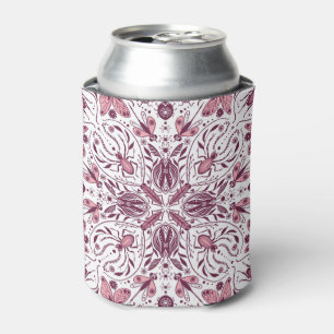 Porta-lata Insetos, magenta escuro e rosa sobre branco