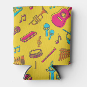 Porta-lata Instrumentos musicais, anotações de fundo.
