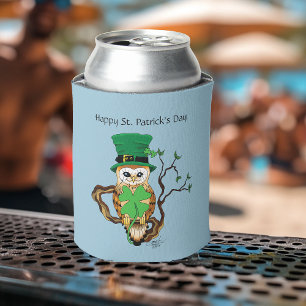 Porta-lata Irish Clovers Owl Green
