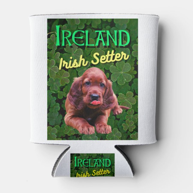 Porta-lata Irish Setter Clovers Shamrocks (Frente)
