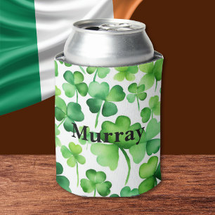 Porta-lata Irlanda Verde Trevo de Três Folhas Sobrenome Irlan