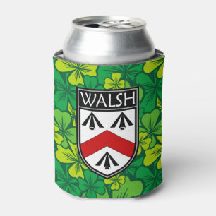 Porta-lata Irlandês - Clan Walsh Crest & Shamrock