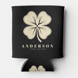 Porta-lata Irlandês Lucky Quatro Folha com Nome Preto