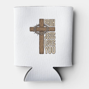 Porta-lata Irmão Jesus Te Ama Cruz Vintage Vetor Cristão