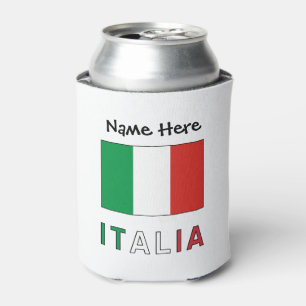 Porta-lata Itália e Bandeira Italiana com o Seu Nome