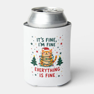 Porta-lata It's Fine I'm Fine Everything Is Fine Xmas Cat Chr