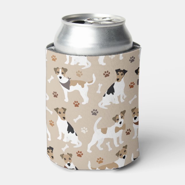 Porta-lata Jack Russell Terrier Paws and Bones Can Cooler (Can Front)