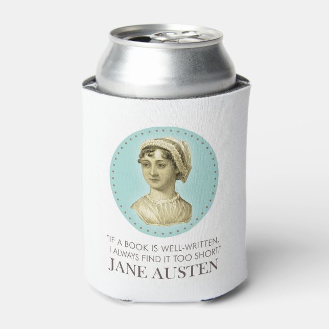 Porta-lata Jane Austen Retrato e Citação na Leitura (Can Front)