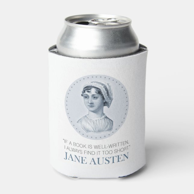 Porta-lata Jane Austen Retrato e Citação na Leitura (Can Front)