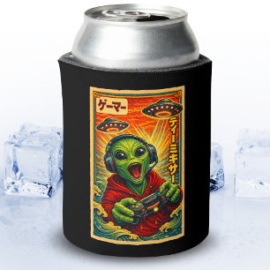 Porta-lata Japonês Retro Vintage OVNI Alien Divertido Gamer