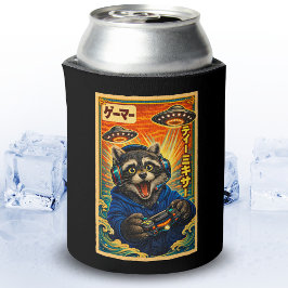 Porta-lata Japonês Retro Vintage UFO Guaxinim Divertido Gamer