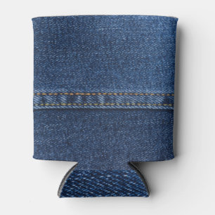 Porta-lata Jaqueta de jeans ciano: design de textura.