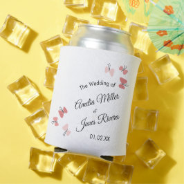 Porta-lata Jardim de Borboletas Rosa Casamento Romântico Simp