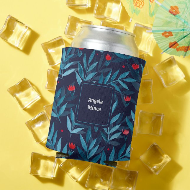 Porta-lata Jardim noturno com aquarela personalizável - turqu (Verão in situ)