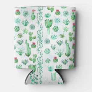 Porta-lata Jardim Suculente: Fundo Sem Costura De Aquarelas.