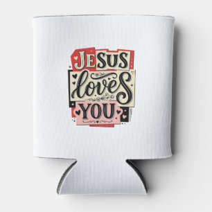 Porta-lata Jesus Ama Você Gravação Vintage Tipografia Cristã