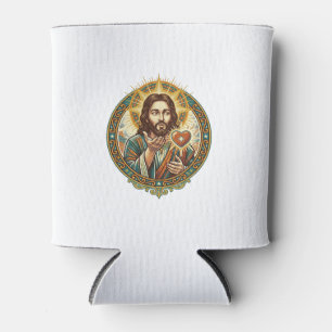Porta-lata Jesus Beijando Coração Vermelho Botão Curtir Humor