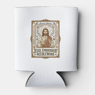 Porta-lata Jesus Bordado Trabalho de Agulha Jesus Bordado Agu