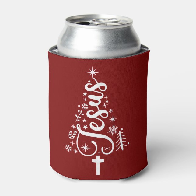 Porta-lata Jesus Cristão Natal Versículo da Bíblia Fé  (Can Front)