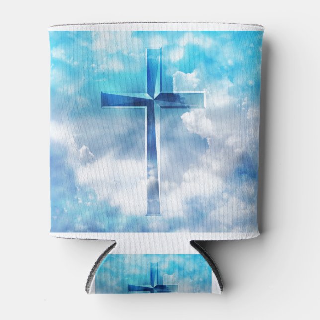 Porta-lata Jesus Cross Blue abstrato (Frente)