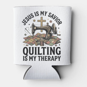 Porta-lata Jesus É Meu Salvador Quilting É Minha Terapia