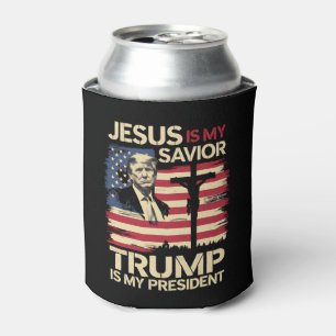 Porta-lata Jesus É Meu Salvador Trump É Meu Presidente Bandei