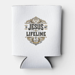 Porta-lata Jesus É Minha Linha da Vida Camisa Vintage Cristã