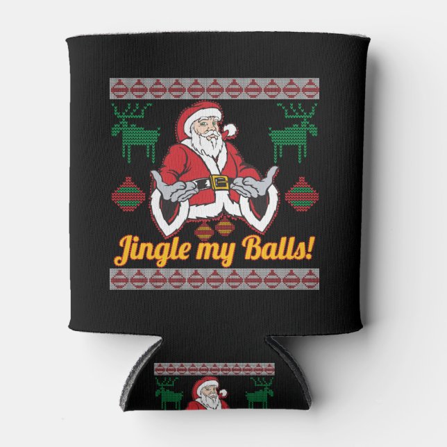 Porta-lata Jingle My Balls Santa Claus Ufly Christmas Sweater (Frente)