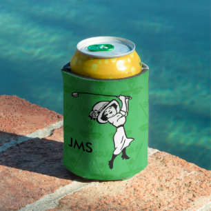 Porta-lata Jogador de golfe fêmea personalizado dos desenhos