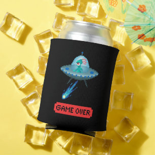 Porta-lata Jogo Sobre Arte de Pixel de Ovni Voadora de Aliení