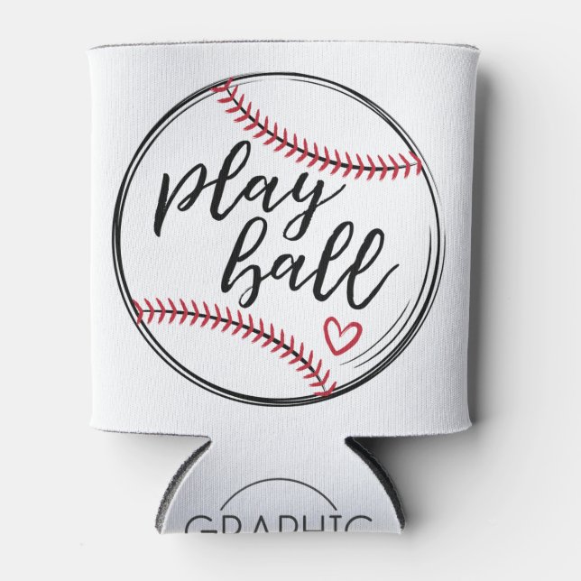 Porta-lata Jogue Bola de Beisebol, Nome Personalizado Número  (Frente)