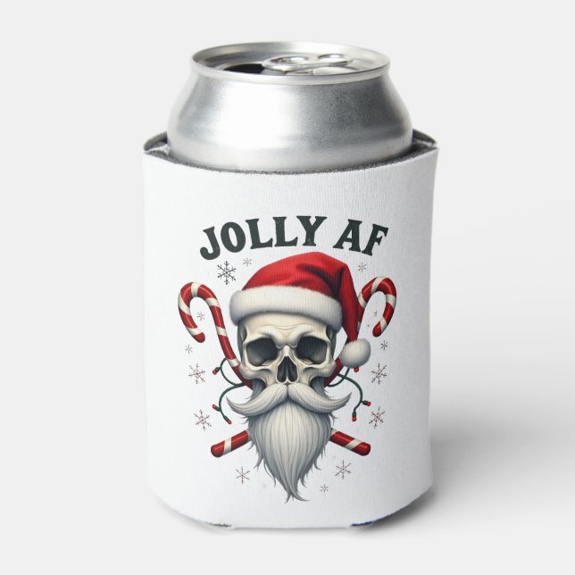 Porta-lata Jolly Af Christmas Skull Santa Hat Happy Xmas Holi (Can Front)